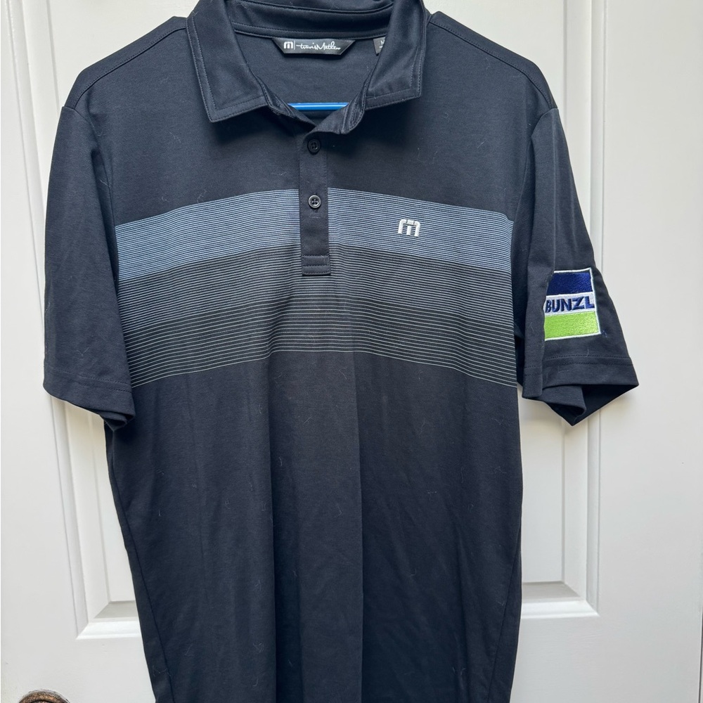 Travis Mathew Black and Gray Polo Shirt for Men - Picture 1 of 9